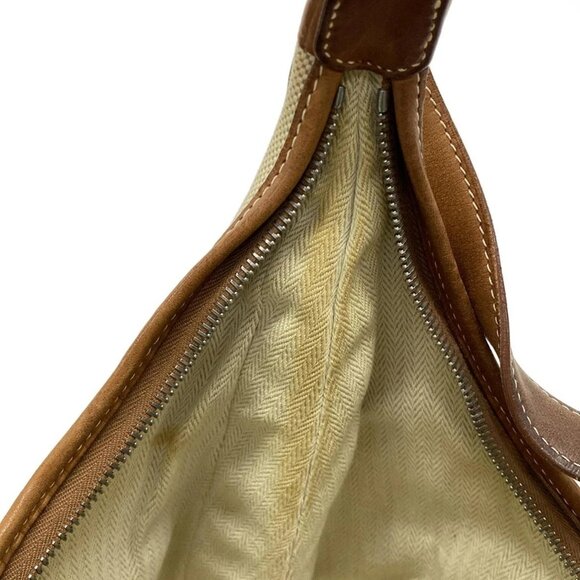 Auth HERMES Gao - Beige Brown Toile H Leather Square E Shoulder Bag - Picture 16 of 16